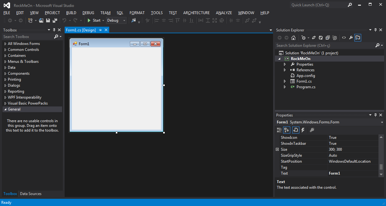 Imagem 3 – Projeto Windows Forms recém-criado.